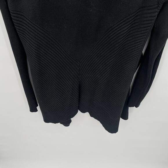 EILEEN FISHER Silk Blend Ribbed Black Open Front Cardigan // S - Picture 8 of 8